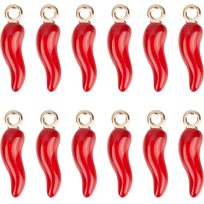 Подвески из эмали и сплава, без кадмия, без никеля и без свинца, золотой свет, Горячий рог изобилия / прелести итальянского рога Корничелло