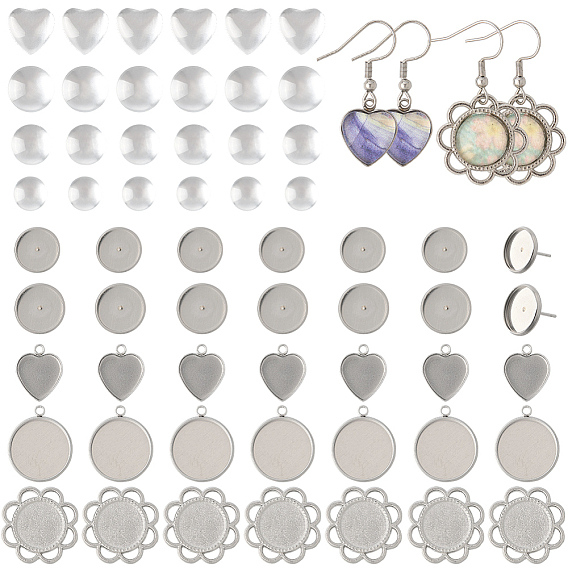 Наборы для самостоятельного изготовления полукруглых/купольных и сердечных сережек из нержавеющей стали