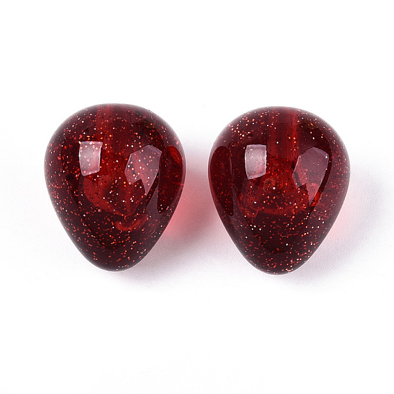 Прозрачные акриловые бусины, с блеском порошок, половине просверлил, слеза