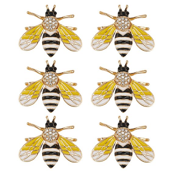 6 шт. брошь из сплава стекла в виде пчел, изысканные значки на лацкан для мужчин и женщин