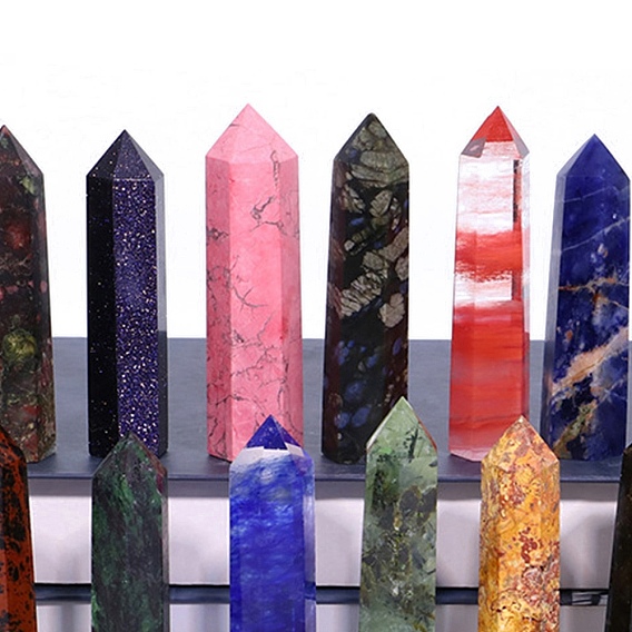 Point Tower Натуральный драгоценный камень Целебные каменные палочки, украшение для медитации и терапии Рейки чакры, шестиугольная призма