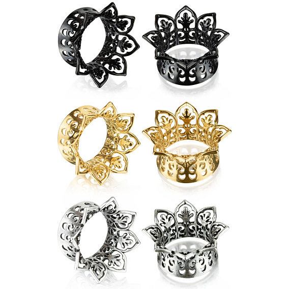 Полые ушные туннели из латунного сплава с цветочным узором