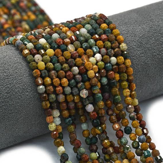 Океан Природный яшмы бисер нитей, энергетическая призматическая огранка с двойными концами бусины, граненые двухконусные