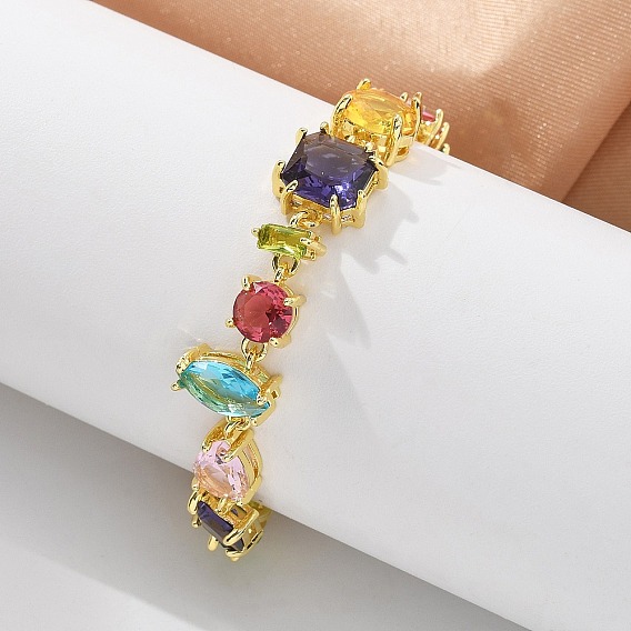 Браслеты из латуни с микропаве и фианитами для женщин, стойки покрытие, долговечный, без свинца и без кадмия