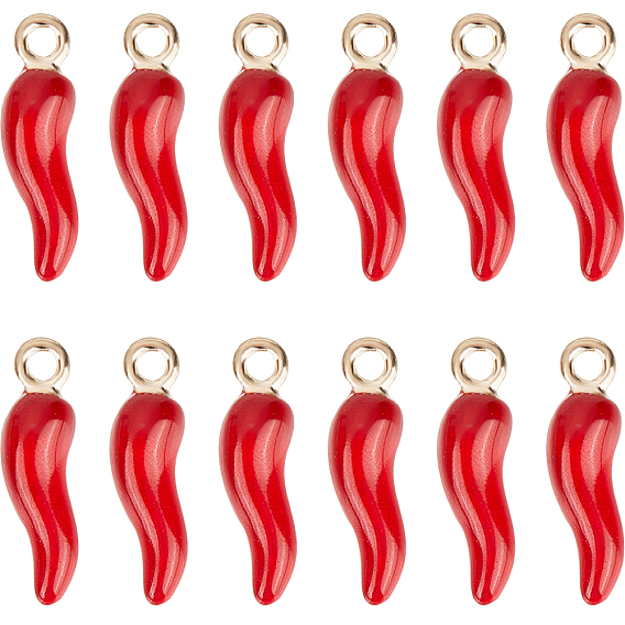 Подвески из эмали и сплава, без кадмия, без никеля и без свинца, золотой свет, Горячий рог изобилия / прелести итальянского рога Корничелло