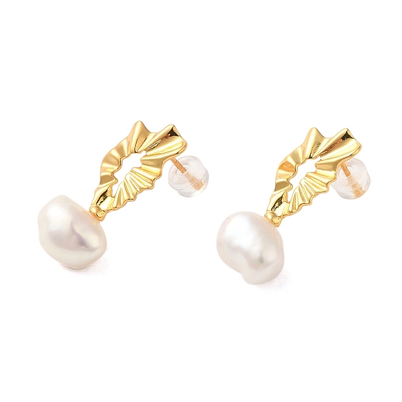 Sterling Silver Studs Earrings, with Natural Pearl, Jewely for Women, Flower