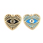 304 Stainless Steel Enamel Pendants, Heart & Evil Eye Pattern Charms, Ion Plating(IP), Golden