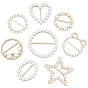 8Pcs 8 Styles Alloy Buckles, with Natural Pearl, Light Gold & Platinum