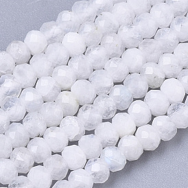 Brins de perles de pierre de lune arc-en-ciel naturel, rondelle, facette