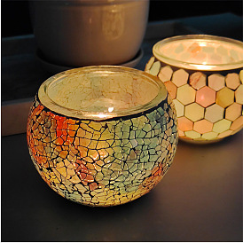 Romantic mosaic glass candle holder filled with wax empty cup decoration home ornaments candle holder
