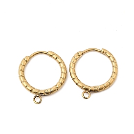304 фурнитура для сережек-колец Huggie Hoops из текстурированной нержавеющей стали, ионное покрытие (ip), с горизонтальной петлей