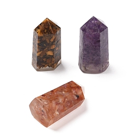 Pointed Resin Bullet Home Display Decoration, with Natural Gemstone Chip inside, Hexagonal Prism