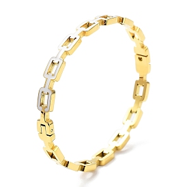 Placage ionique (ip) 304 bracelets rectangulaires creux en acier inoxydable, bracelet articulé avec émail