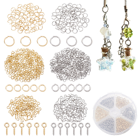 120Pcs 2 Colors 304 Stainless Steel Screw Eye Pin Peg Bails, For Half Drilled Beads, with 720Pcs Jump Ring