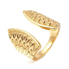 Rack Plating Brass Open Cuff Rings for Women, Cadmium Free & Lead Free, Long-Lasting Plated, Shell Shape