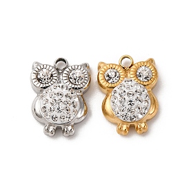 304 подвески из нержавеющей стали, сова прелести, со стразами и глиняной посудой