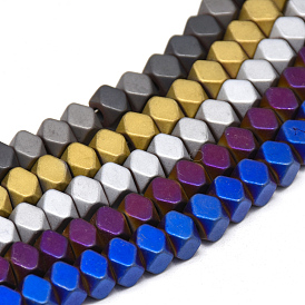 Electroplate Non-magnetic Synthetic Hematite Beads Strands, Matte Style, Polygon