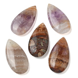 Natural Agate Pendants, Teardrop Charms