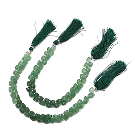 Natural Green Strawberry Quartz Beads Strands, Triangle, Top Drilled, Faceted, with Tassel