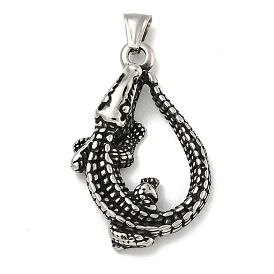 316 Surgical Stainless Steel Pendants, Crocodile Charm