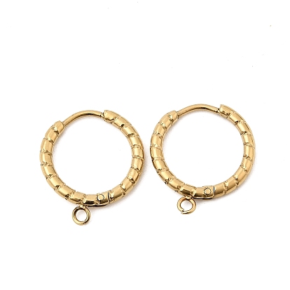304 фурнитура для сережек-колец Huggie Hoops из текстурированной нержавеющей стали, ионное покрытие (ip), с горизонтальной петлей