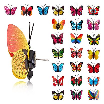 60 chinchetas de mariposa de PVC, tachuelas de mapa marcando alfileres, para fotos de pared, mapas, tablón de anuncios o paneles de corcho