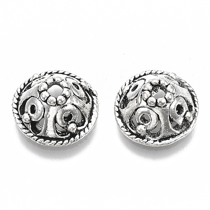 Tibetan Style Alloy Bead Caps, Apetalous, Cadmium Free & Lead Free