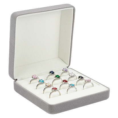 Квадратные бархатные коробки для хранения колец, чехол-органайзер для колец