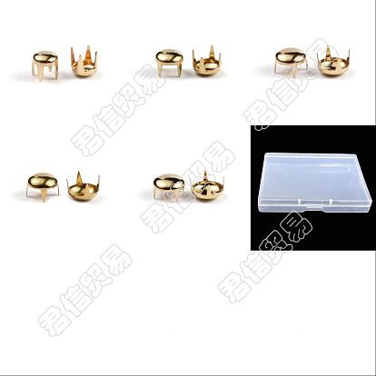 200шт 5 латунные заклепки с четырьмя лапками, шпильки с пятнами, для кожевничества, полукруглый