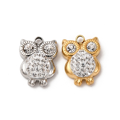 304 подвески из нержавеющей стали, сова прелести, со стразами и глиняной посудой