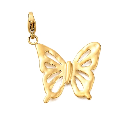 Бабочка 304 подвесные украшения из нержавеющей стали, ионное покрытие (ip), с застежкой омар коготь