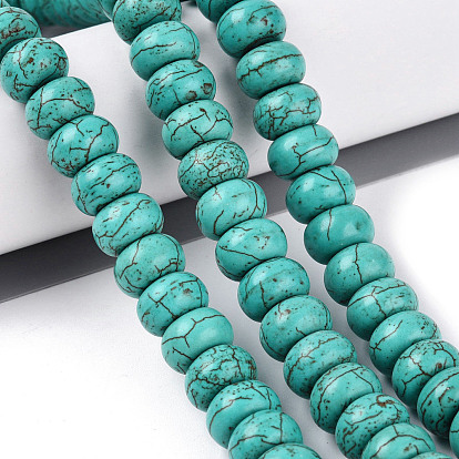 Synthetic Turquoise Beads Strands, Smooth Rondelle