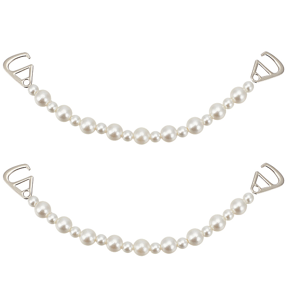 2шт. пластиковые цепочки для обуви с имитацией жемчуга, Сплав с застежками, круглые