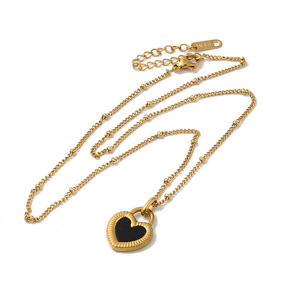 Ионное покрытие (ip) 304 ожерелья с эмалью из нержавеющей стали, сердце