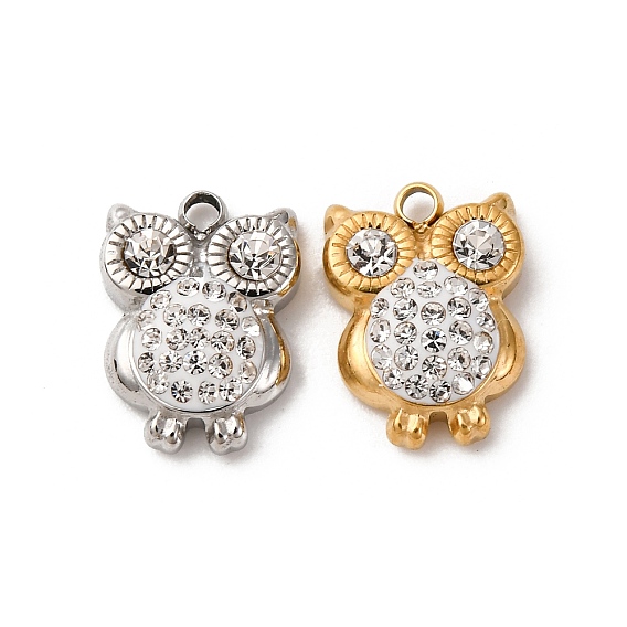 304 подвески из нержавеющей стали, сова прелести, со стразами и глиняной посудой