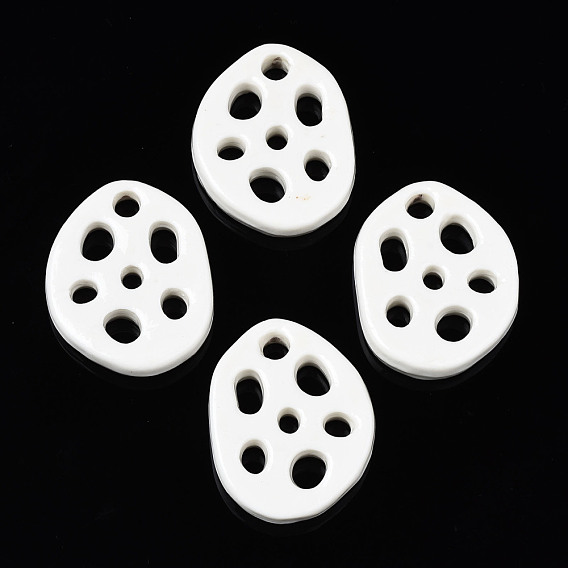 Handmade Porcelain Filigree Joiners, Lotus Root Charms