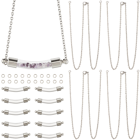 10шт 304 подвески из нержавеющей стали ожерелья, с 20 соединительными кольцами, 10шт стеклянная бутылка