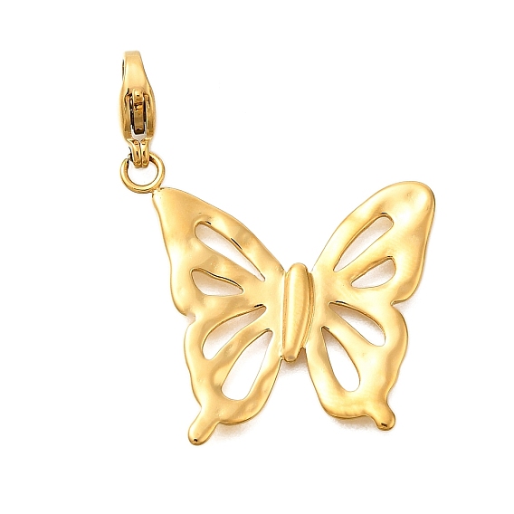 Бабочка 304 подвесные украшения из нержавеющей стали, ионное покрытие (ip), с застежкой омар коготь