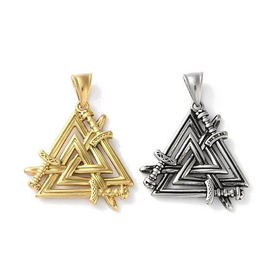 304 подвески из нержавеющей стали, треугольник с мечами талисман