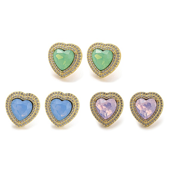 Серьги-гвоздики в форме сердца из кубического циркония, серьги из латуни с покрытием из настоящего золота 18k, долговечный, без кадмия и без свинца