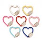 Rack Plating Alloy Enamel Cabochons, with Crystal Rhinestone, Light Gold, Heart