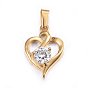 304 Stainless Steel Pendants, with Cubic Zirconia, Heart