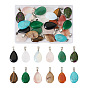 24 шт 12 стили подвески из натуральных и синтетических драгоценных камней, с латунной фурнитурой платинового цвета, слеза
