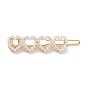 Alloy Hair Barrettes, with Plastic Beads, Heart