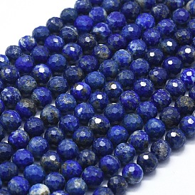 Natural Lapis Lazuli Beads Strands, Faceted, Round