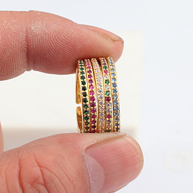 Minimalist Micro Inlaid Open Ring for Women, Hip-hop Cool Colorful Diamond Ring Circle