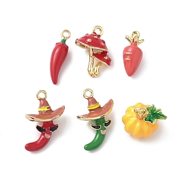 Подвески из эмали и сплава, овощные прелести, золотые