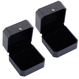 2 шт. подарочные коробки для ожерелий из искусственной кожи, с позолоченной железной пуговицей и бархатом внутри, для свадьбы, футляр для хранения ювелирных изделий