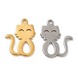 304 Stainless Steel Charms, Laser Cut, Cat Charm