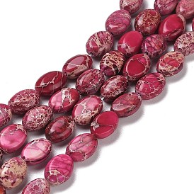 Brins de perles de jaspe impérial naturel, teint, ovale